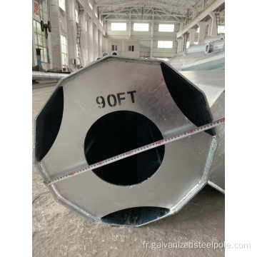 Pôle en acier de transmission galvanisée de 90 pieds